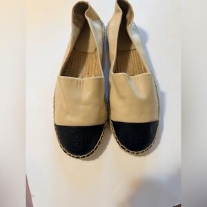 Tory Burch Cream and Black Flats
